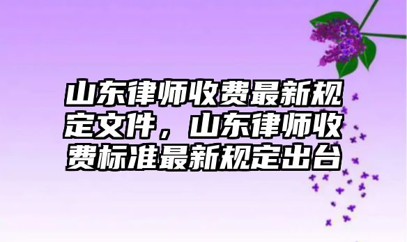 山東律師收費最新規定文件，山東律師收費標準最新規定出臺