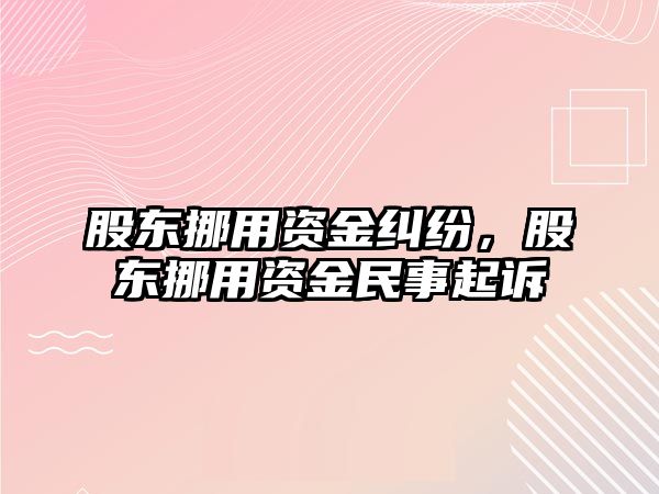 股東挪用資金糾紛，股東挪用資金民事起訴