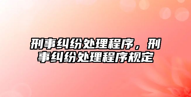 刑事糾紛處理程序，刑事糾紛處理程序規定