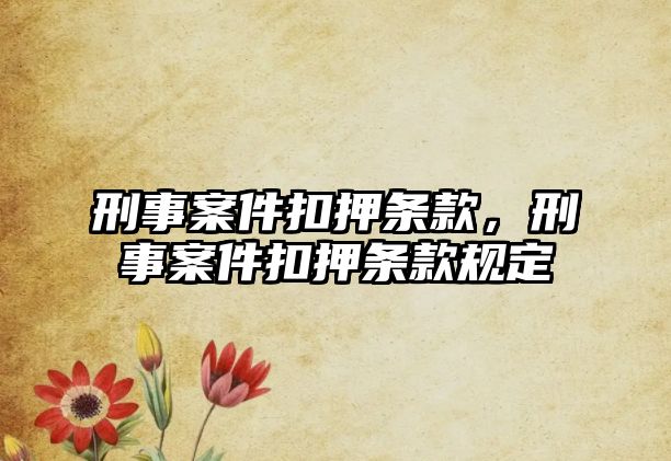 刑事案件扣押條款，刑事案件扣押條款規定