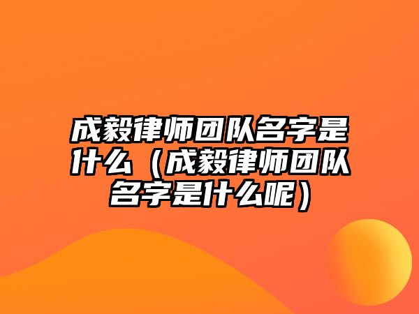 成毅律師團隊名字是什么（成毅律師團隊名字是什么呢）