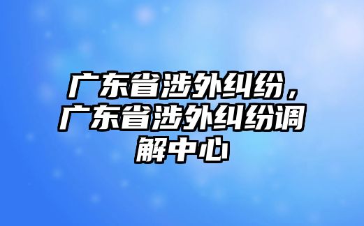 廣東省涉外糾紛，廣東省涉外糾紛調解中心