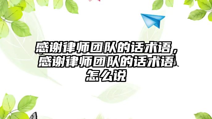 感謝律師團隊的話術語，感謝律師團隊的話術語怎么說