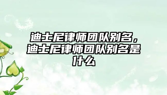 迪士尼律師團隊別名，迪士尼律師團隊別名是什么