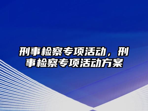 刑事檢察專項活動，刑事檢察專項活動方案