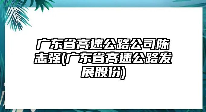 廣東省高速公路公司陳志強(廣東省高速公路發(fā)展股份)