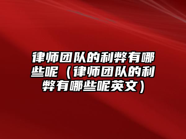 律師團(tuán)隊(duì)的利弊有哪些呢（律師團(tuán)隊(duì)的利弊有哪些呢英文）