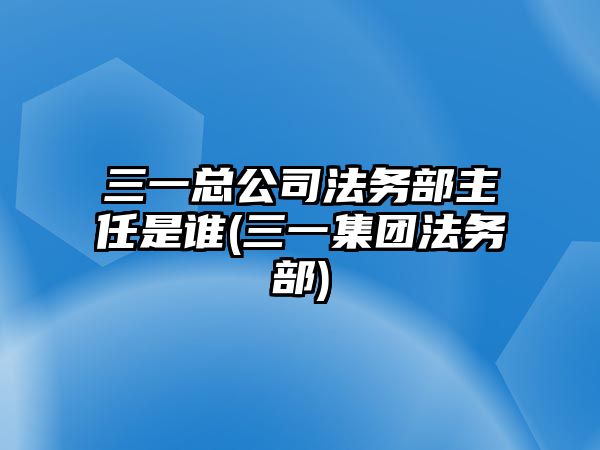 三一總公司法務部主任是誰(三一集團法務部)