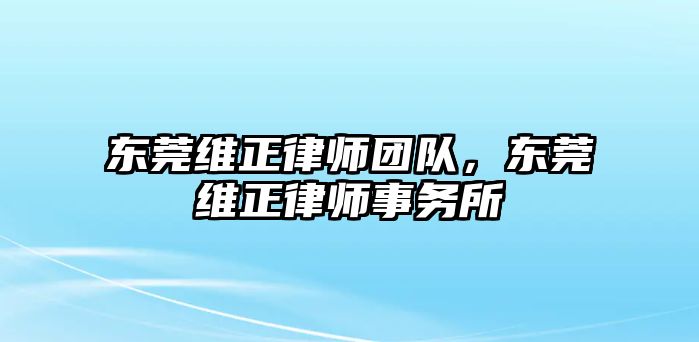 東莞維正律師團隊，東莞維正律師事務所