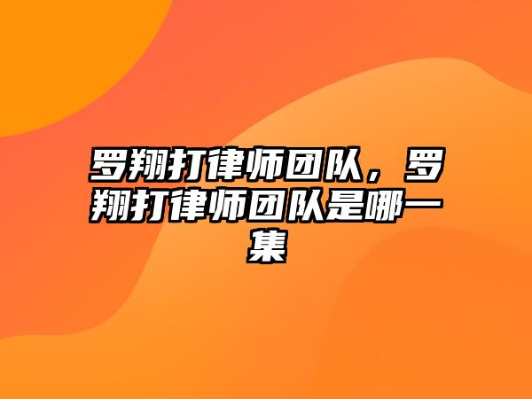 羅翔打律師團隊，羅翔打律師團隊是哪一集