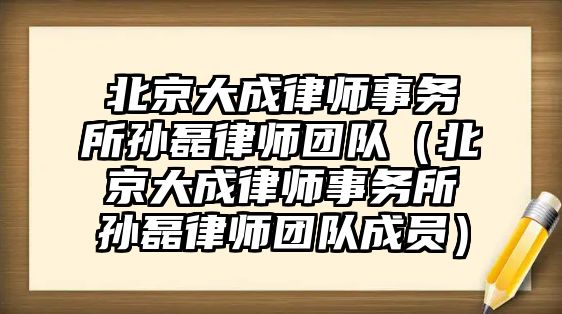 北京大成律師事務所孫磊律師團隊（北京大成律師事務所孫磊律師團隊成員）