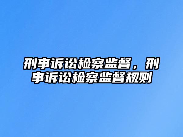 刑事訴訟檢察監督，刑事訴訟檢察監督規則