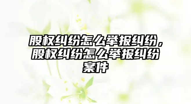 股權糾紛怎么舉報糾紛，股權糾紛怎么舉報糾紛案件