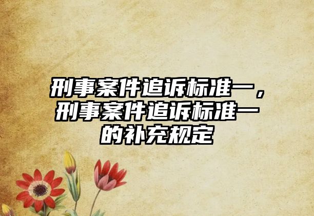 刑事案件追訴標準一，刑事案件追訴標準一的補充規定