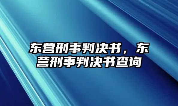 東營刑事判決書，東營刑事判決書查詢