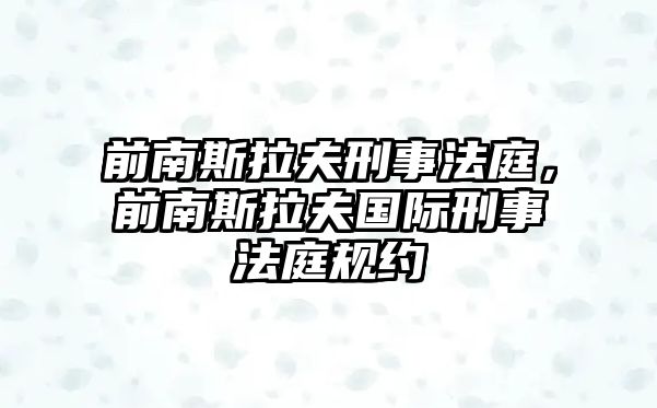 前南斯拉夫刑事法庭，前南斯拉夫國際刑事法庭規(guī)約