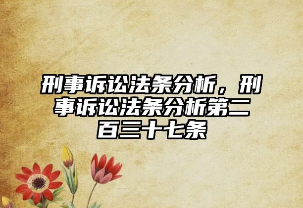 刑事訴訟法條分析，刑事訴訟法條分析第二百三十七條