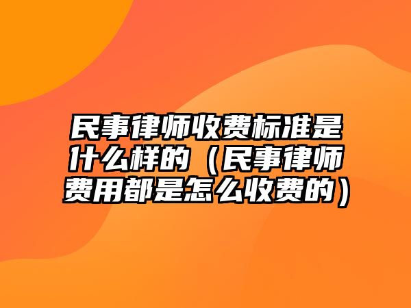 民事律師收費(fèi)標(biāo)準(zhǔn)是什么樣的（民事律師費(fèi)用都是怎么收費(fèi)的）