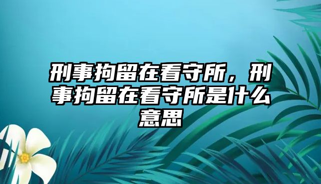 刑事拘留在看守所，刑事拘留在看守所是什么意思