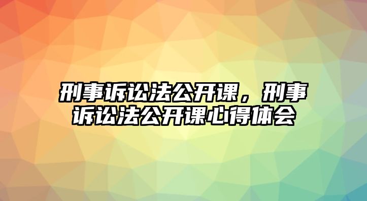 刑事訴訟法公開課，刑事訴訟法公開課心得體會