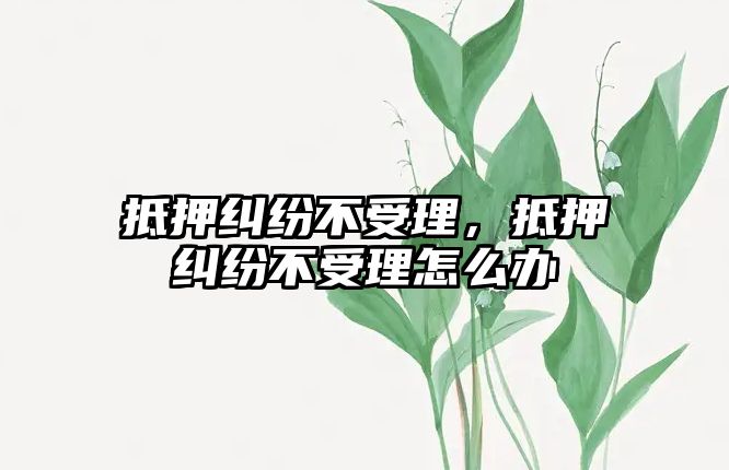 抵押糾紛不受理，抵押糾紛不受理怎么辦