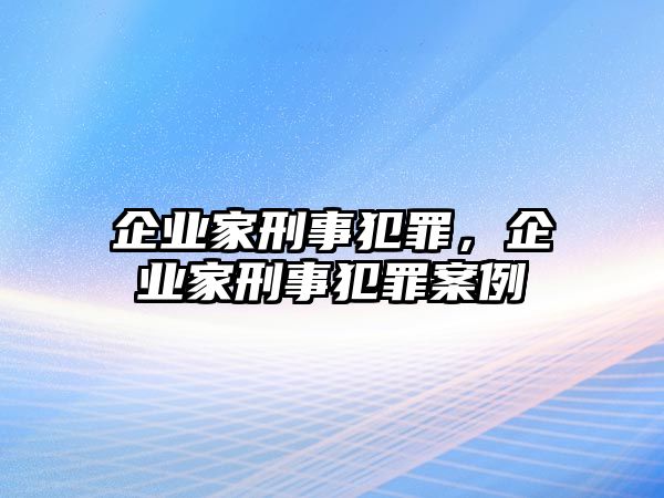 企業家刑事犯罪，企業家刑事犯罪案例