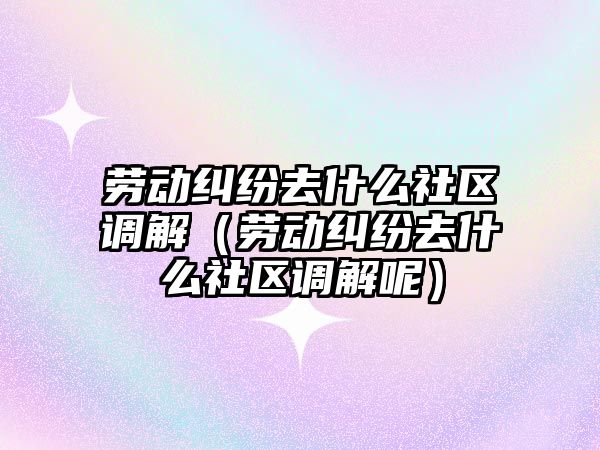 勞動糾紛去什么社區調解（勞動糾紛去什么社區調解呢）