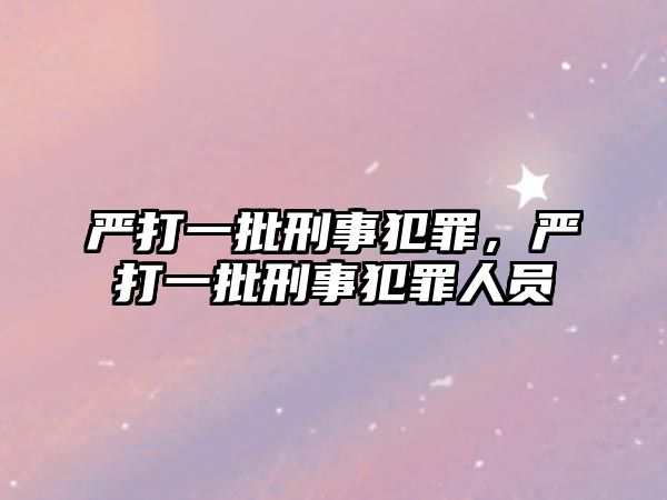 嚴打一批刑事犯罪，嚴打一批刑事犯罪人員