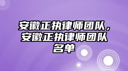 安徽正執(zhí)律師團隊，安徽正執(zhí)律師團隊名單