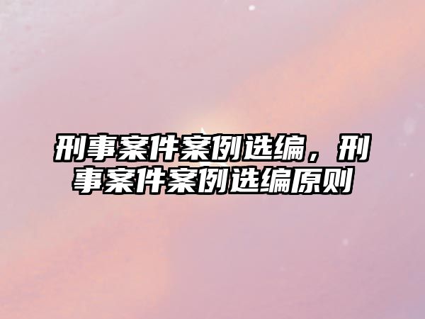 刑事案件案例選編，刑事案件案例選編原則