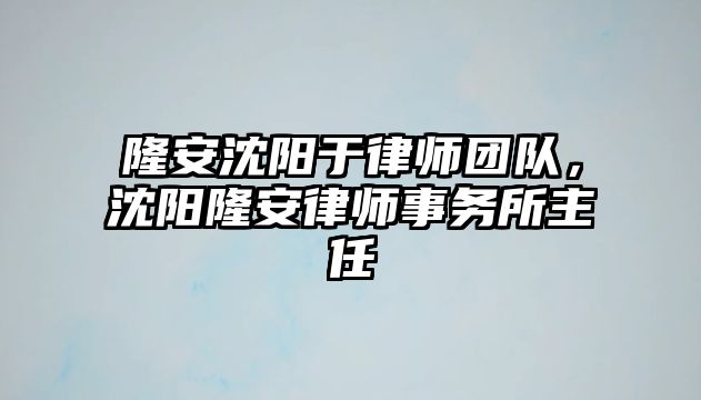 隆安沈陽于律師團隊，沈陽隆安律師事務所主任