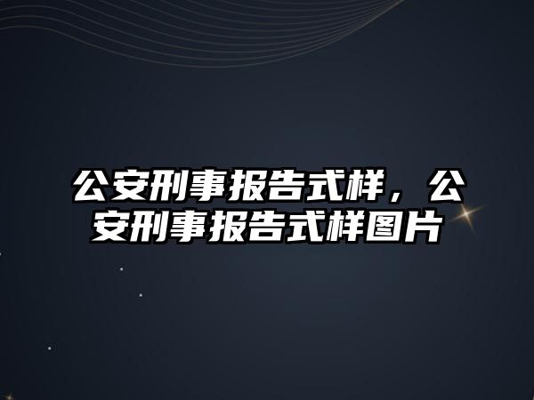 公安刑事報告式樣，公安刑事報告式樣圖片