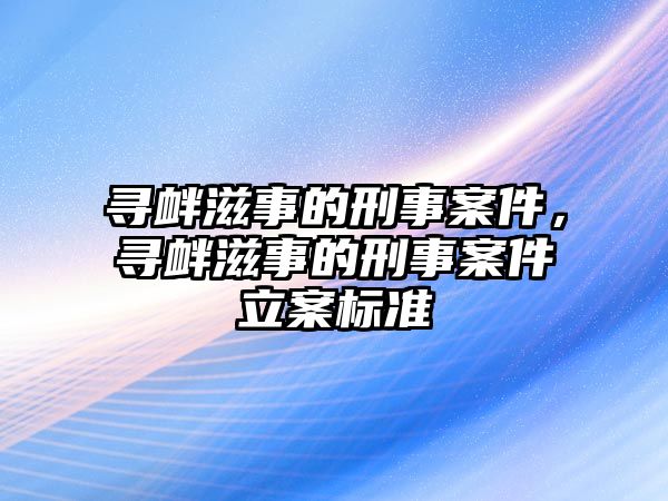 尋釁滋事的刑事案件，尋釁滋事的刑事案件立案標準