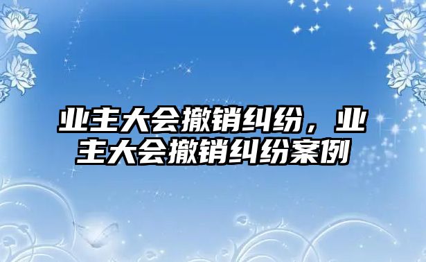 業主大會撤銷糾紛，業主大會撤銷糾紛案例