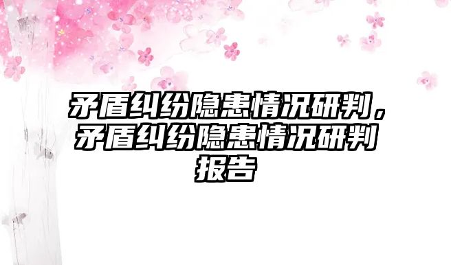 矛盾糾紛隱患情況研判，矛盾糾紛隱患情況研判報告