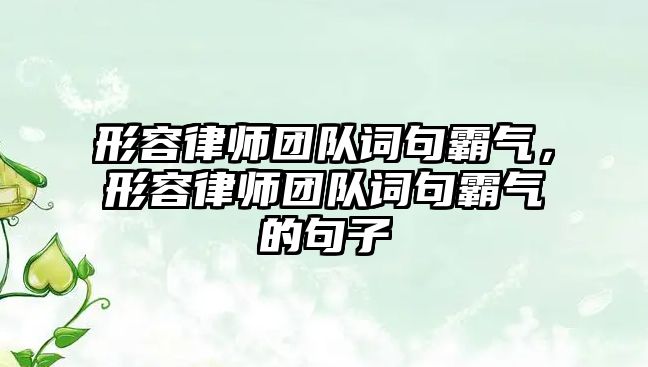 形容律師團(tuán)隊(duì)詞句霸氣，形容律師團(tuán)隊(duì)詞句霸氣的句子