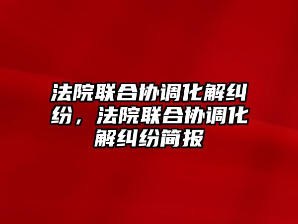 法院聯合協調化解糾紛，法院聯合協調化解糾紛簡報