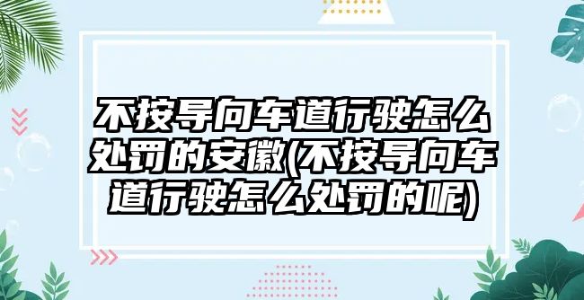 不按導(dǎo)向車道行駛怎么處罰的安徽(不按導(dǎo)向車道行駛怎么處罰的呢)