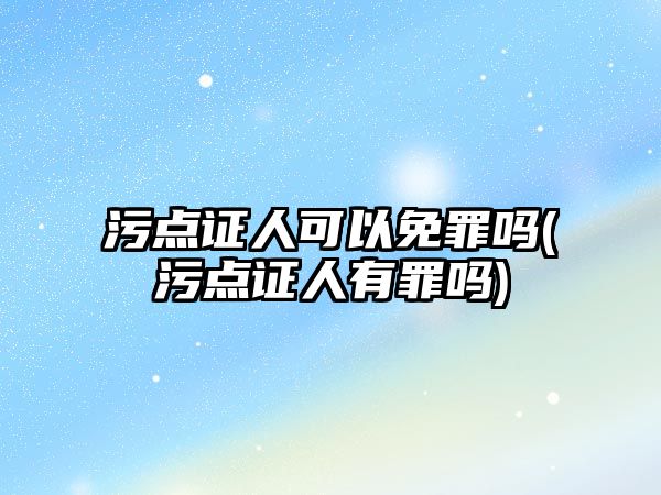 污點證人可以免罪嗎(污點證人有罪嗎)