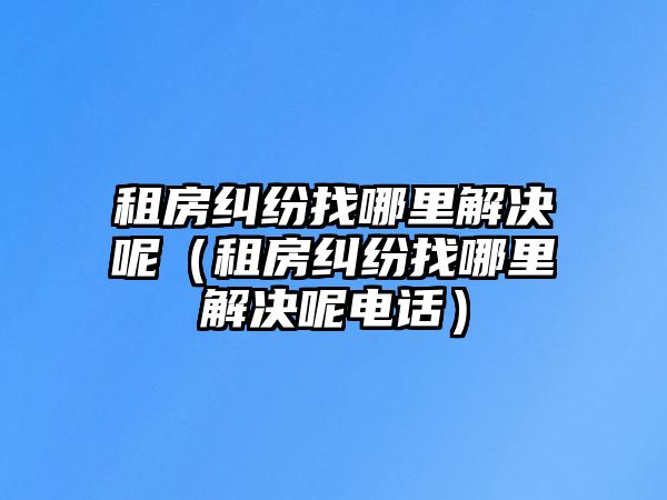 租房糾紛找哪里解決呢（租房糾紛找哪里解決呢電話）