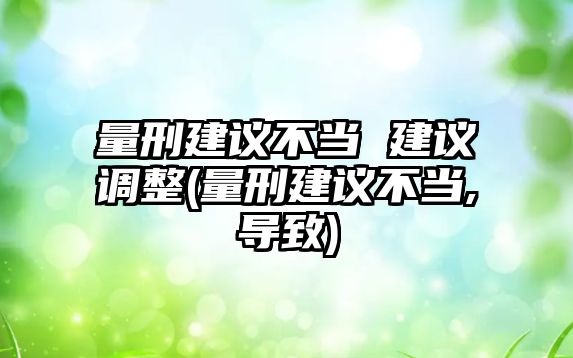 量刑建議不當 建議調整(量刑建議不當,導致)