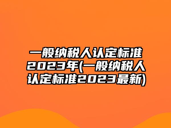 一般納稅人認定標準2023年(一般納稅人認定標準2023最新)