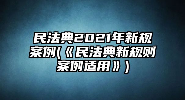 民法典2021年新規(guī)案例(《民法典新規(guī)則案例適用》)