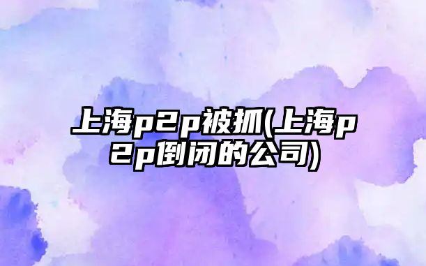 上海p2p被抓(上海p2p倒閉的公司)