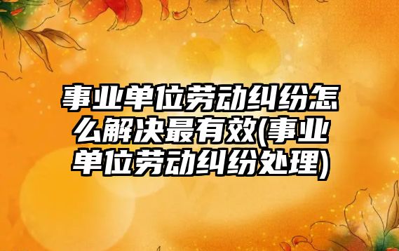 事業單位勞動糾紛怎么解決最有效(事業單位勞動糾紛處理)