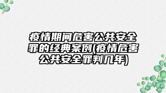 疫情期間危害公共安全罪的經(jīng)典案例(疫情危害公共安全罪判幾年)