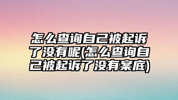 怎么查詢自己被起訴了沒(méi)有呢(怎么查詢自己被起訴了沒(méi)有案底)