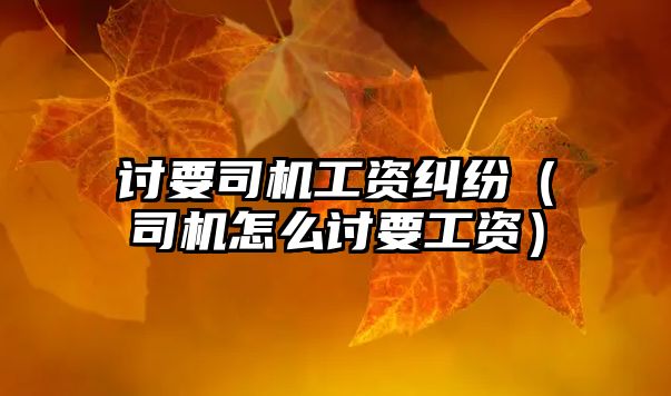 討要司機工資糾紛（司機怎么討要工資）