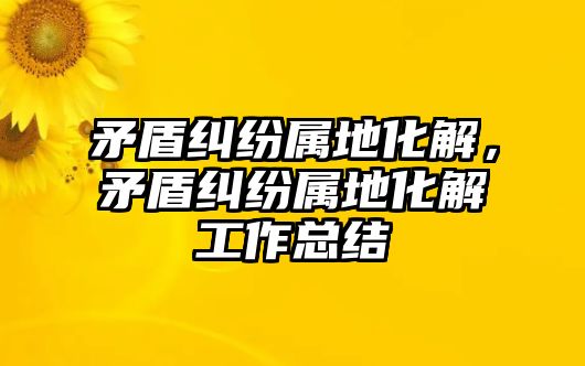 矛盾糾紛屬地化解，矛盾糾紛屬地化解工作總結