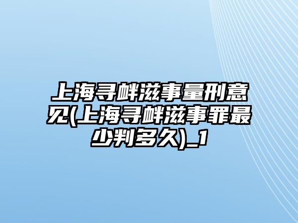 上海尋釁滋事量刑意見(上海尋釁滋事罪最少判多久)_1